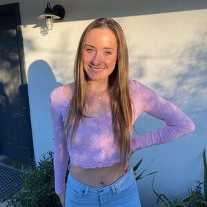 Lavender Long Sleeve Crop Top